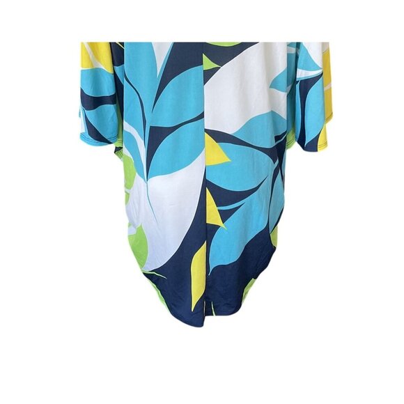 Floral Oversized Top‎ L NWT Long Tunic Hawaiian Tropical Bold Colorful Artsy - Picture 6 of 9